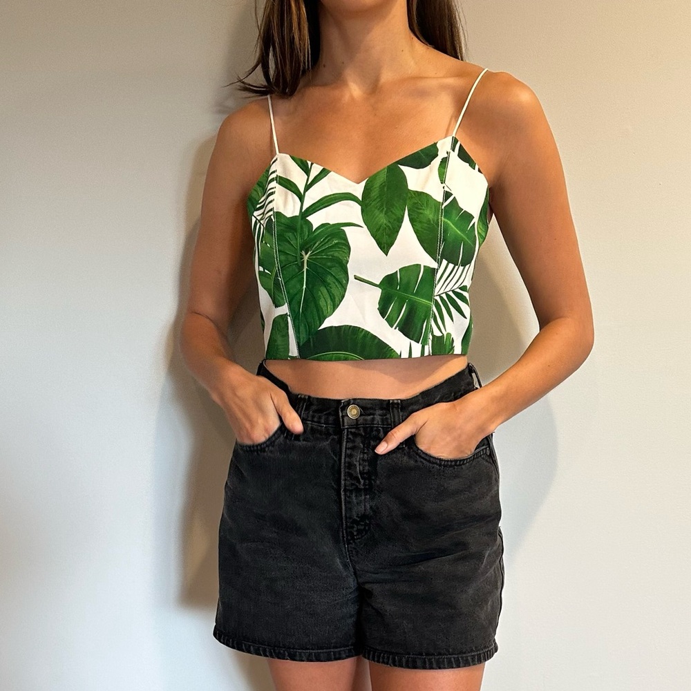 Alice and Olivia silk tropical crop top - NWT!